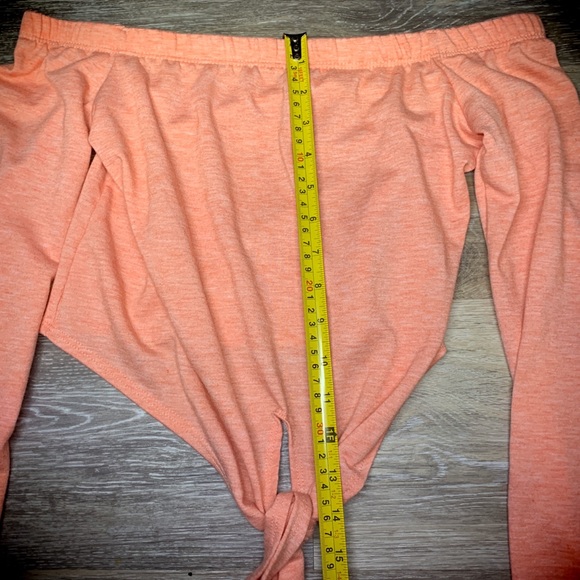 Heather Orange Long Sleeve Off Shoulder Crop Top - Picture 6 of 8